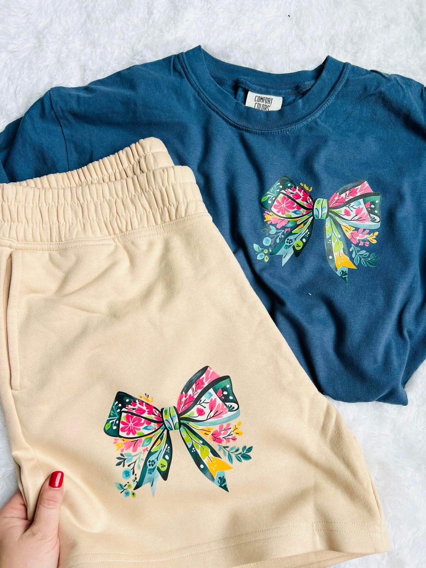 Floral Bow Tee or Shorts (Sold Individually)