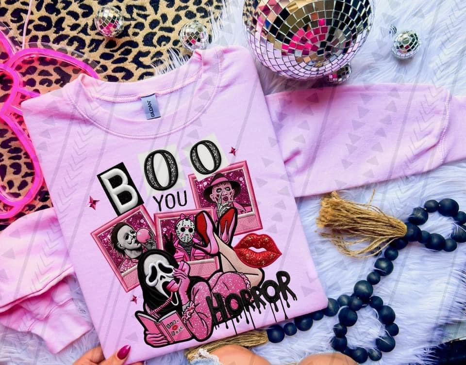 Boo You Horror Faux Embroidery