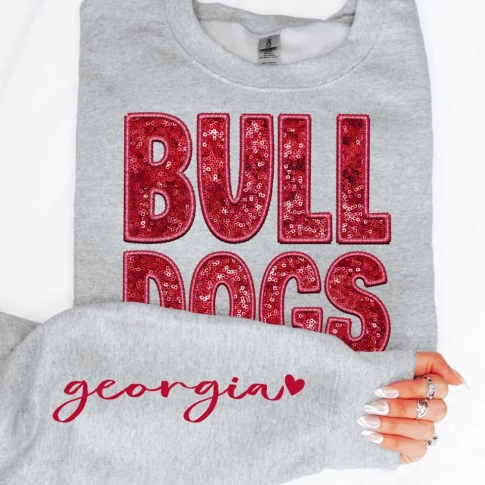 College Football Teams With Sleeve Faux Embroidery Glitter