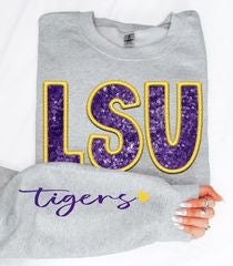 College Football Teams With Sleeve Faux Embroidery Glitter