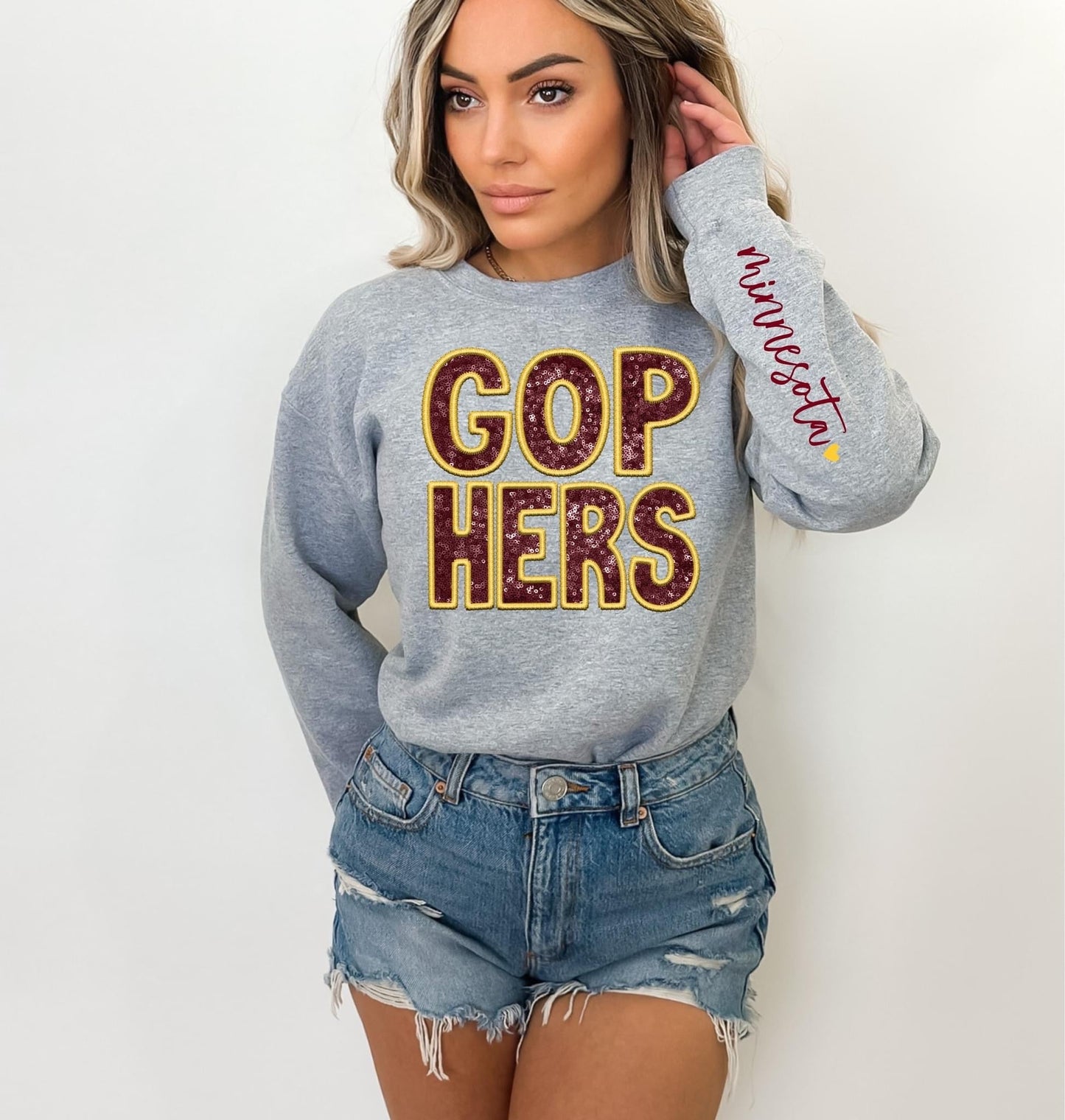 College Football Teams With Sleeve Faux Embroidery Glitter