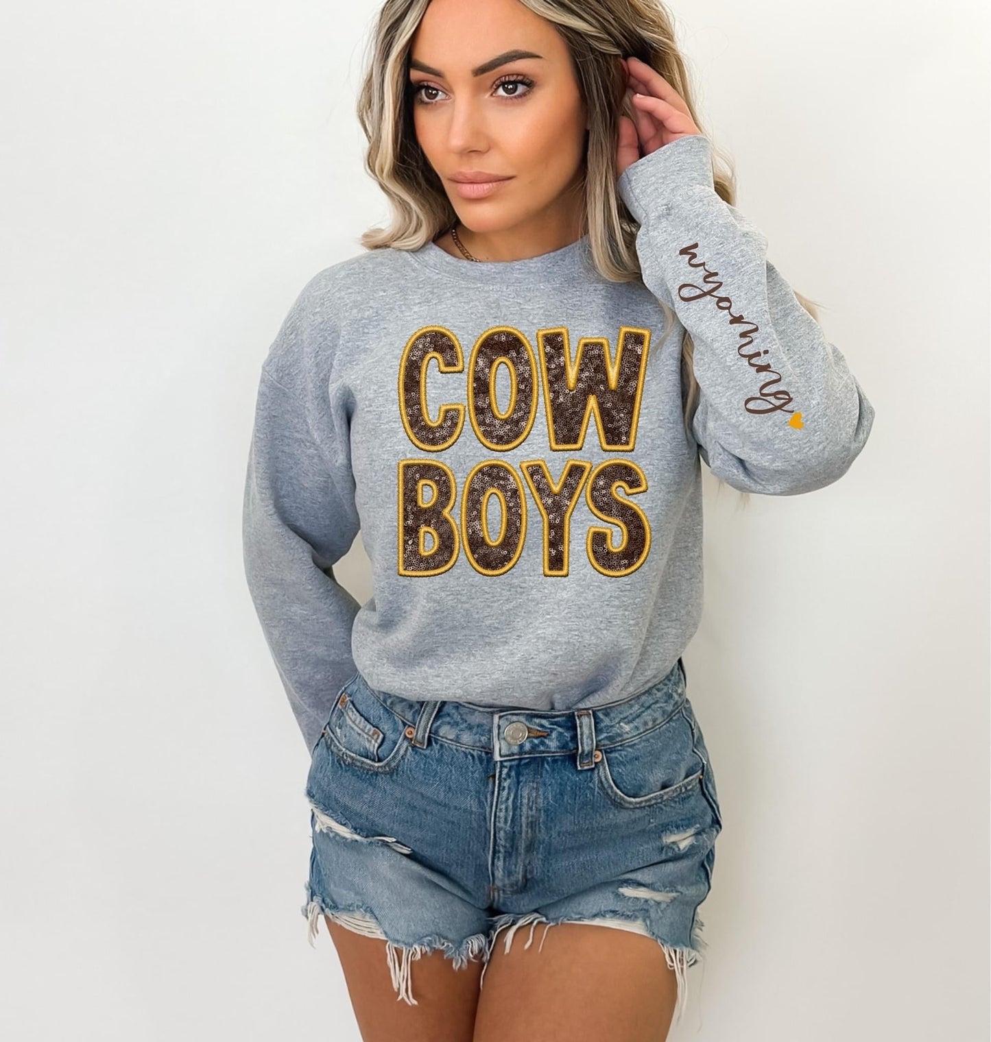 College Football Teams With Sleeve Faux Embroidery Glitter