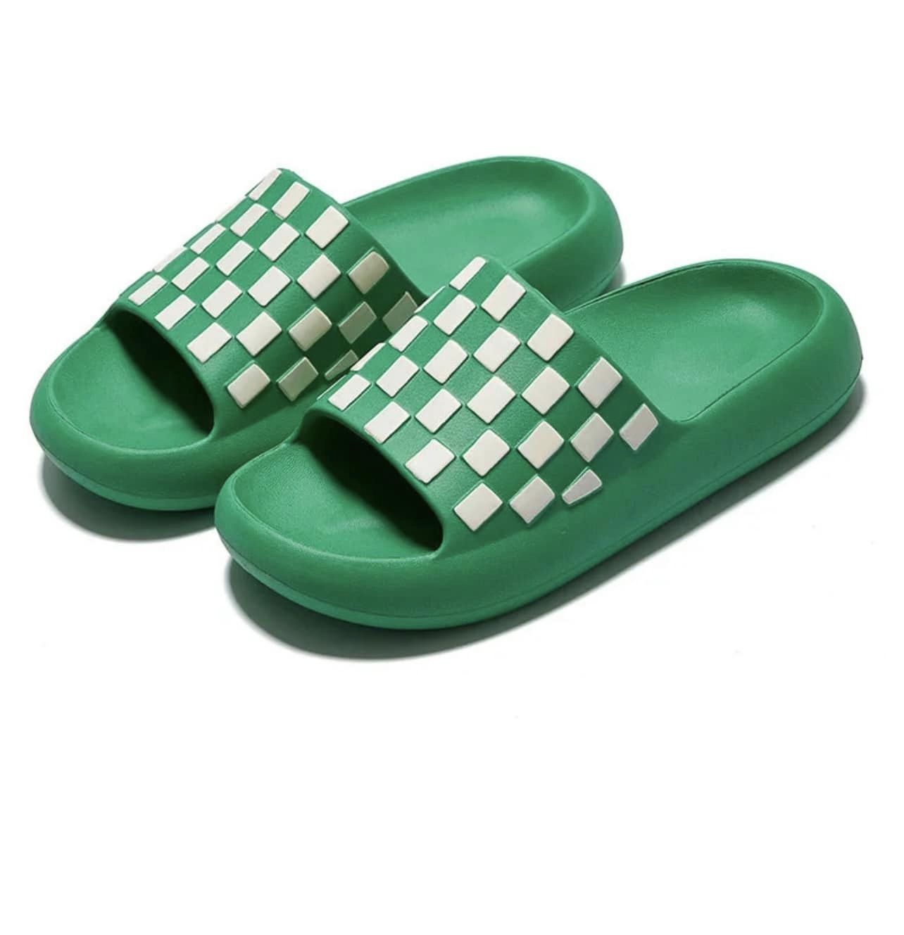 Boujee Slides - Green Checkered