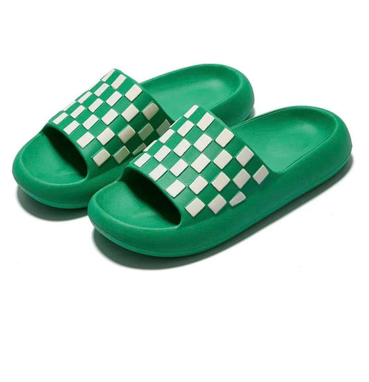 Boujee Slides - Green Checkered