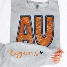 College Football Teams With Sleeve Faux Embroidery Glitter