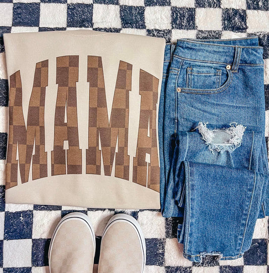 Mama Checkered Sweatshirt - Two Colors