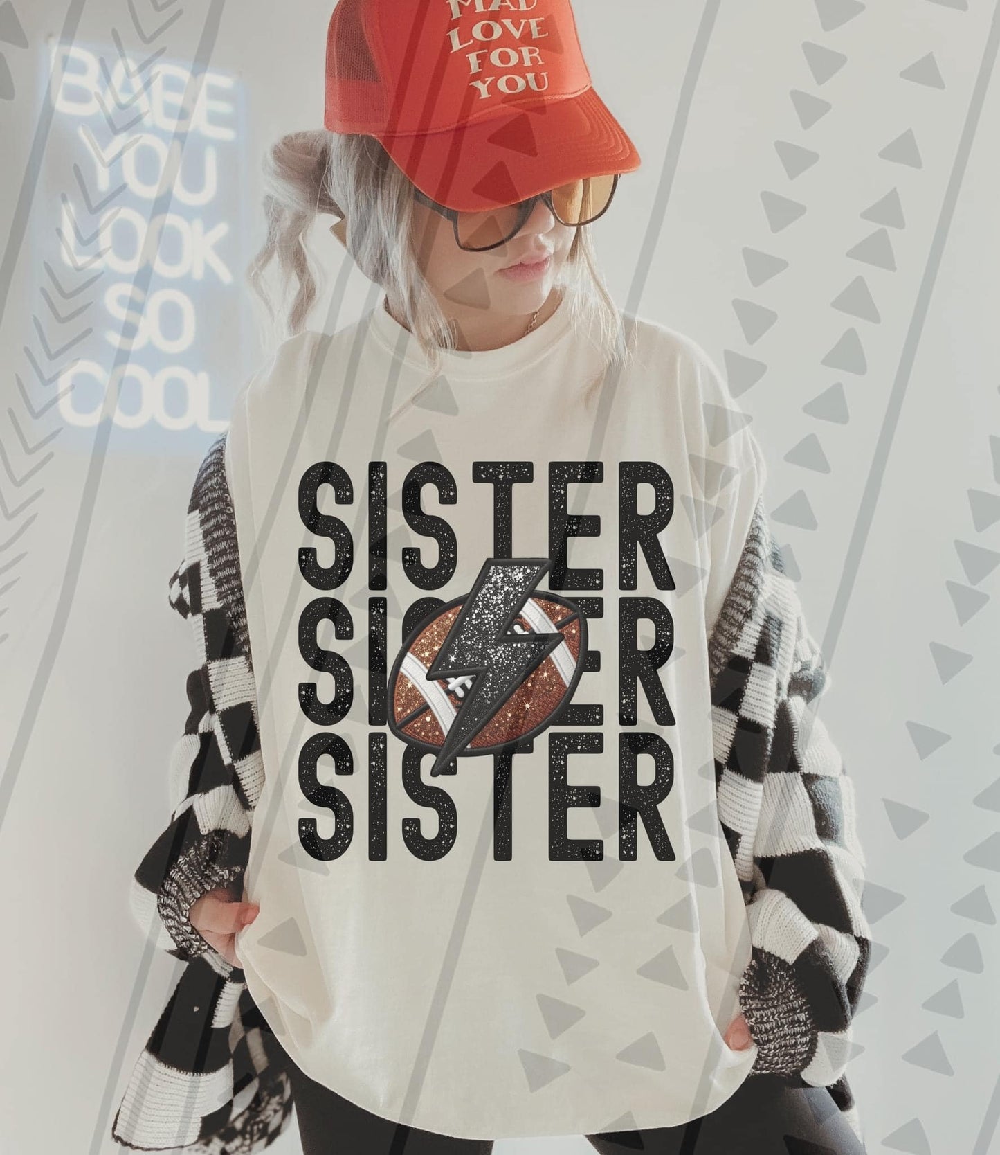 Stacked Sister FAUX Embroidery & Glitter - Multiple Options