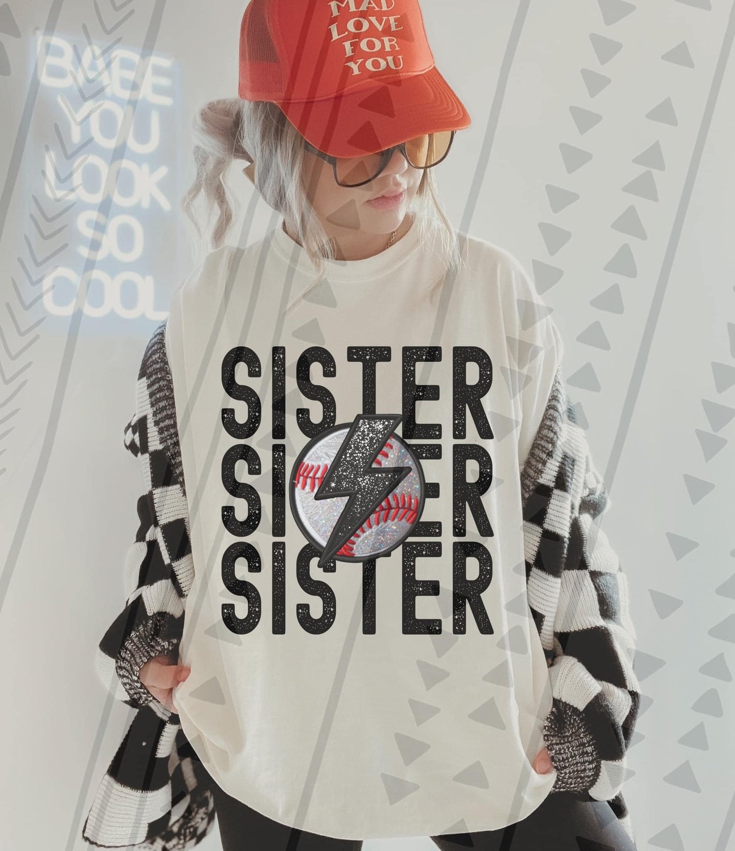 Stacked Sister FAUX Embroidery & Glitter - Multiple Options