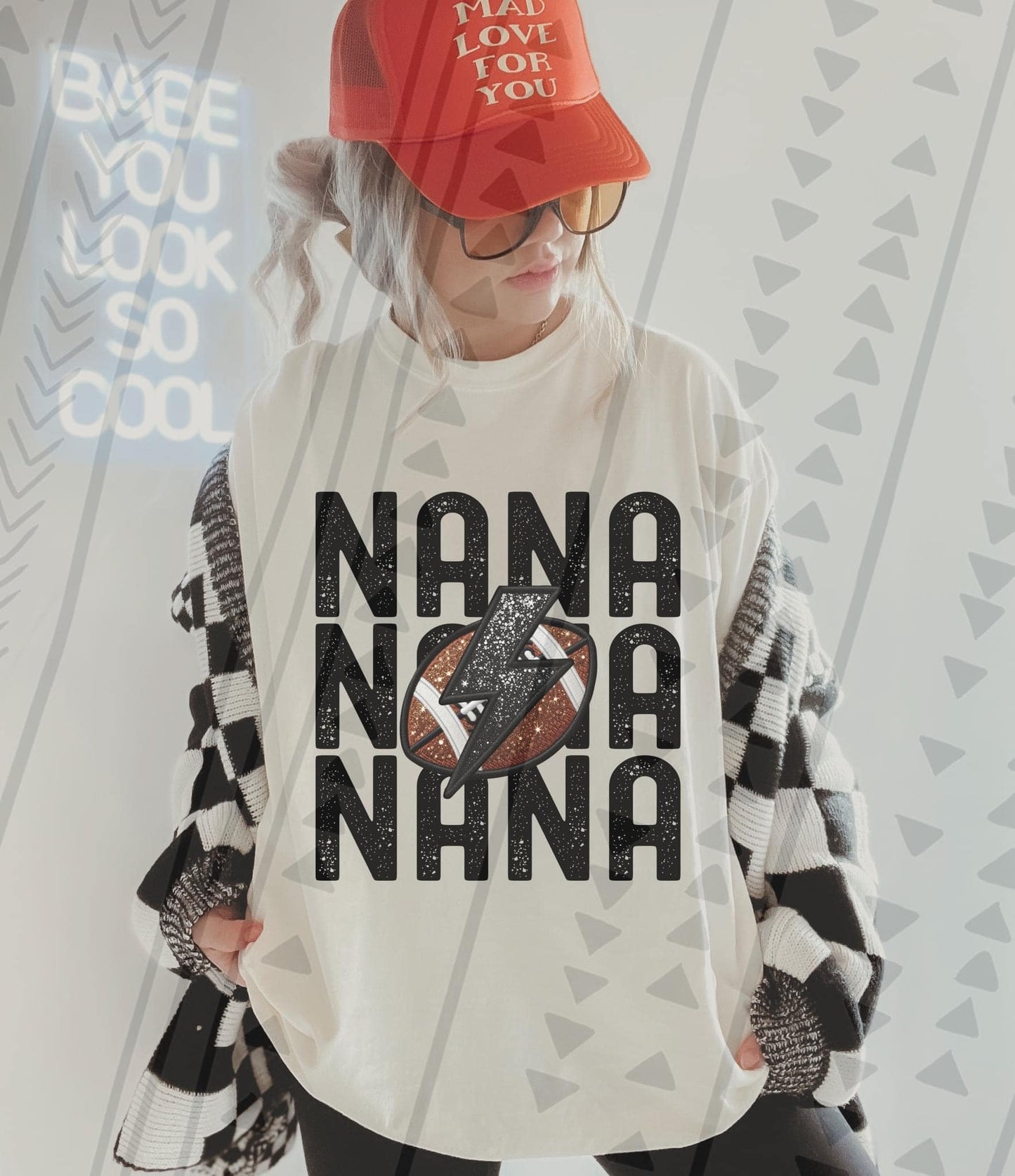 Stacked Mimi/Gigi/Nana FAUX Embroidery & Glitter - Multiple Options