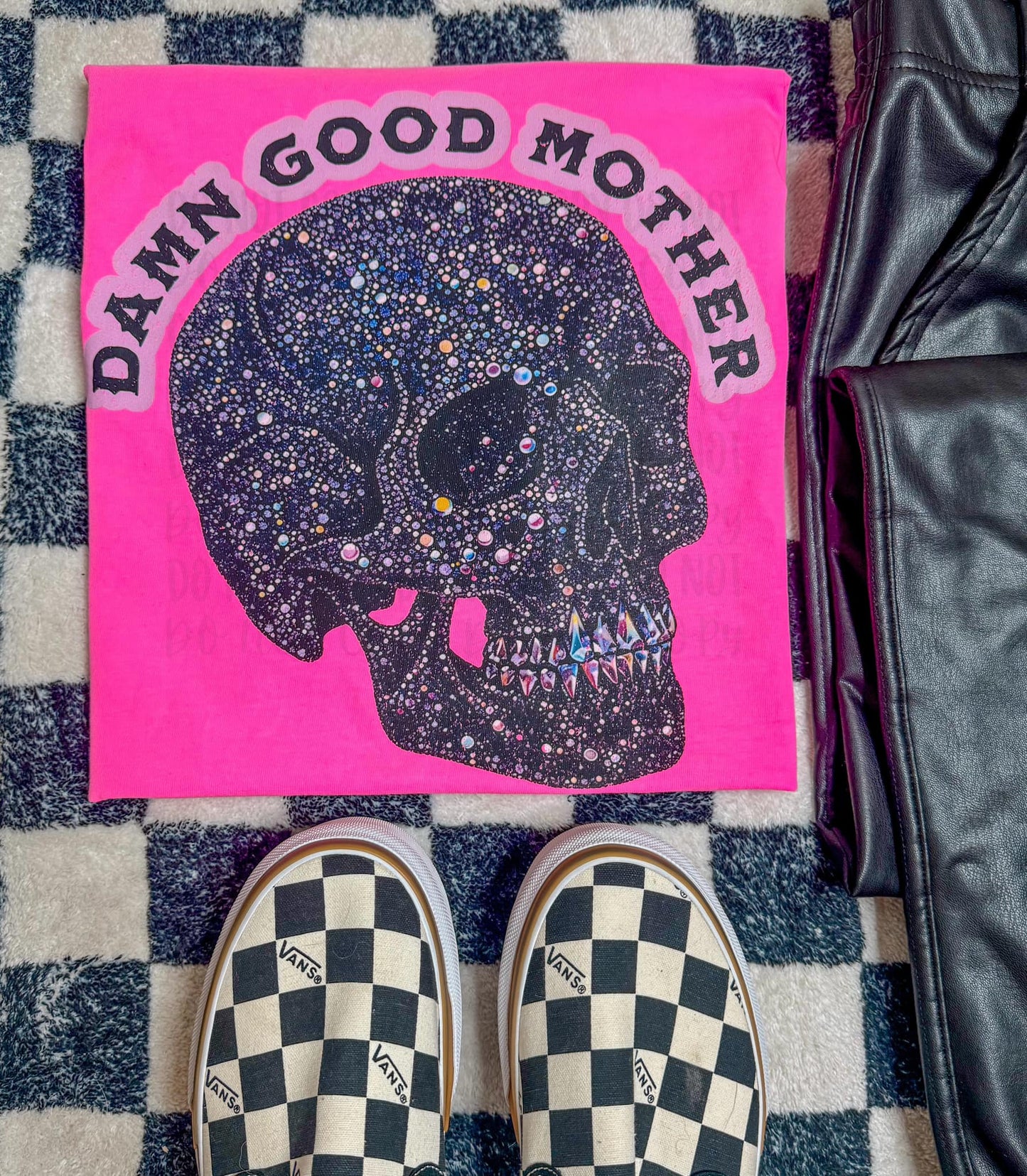 Damn Good Mother FAUX Rhinestone Skull