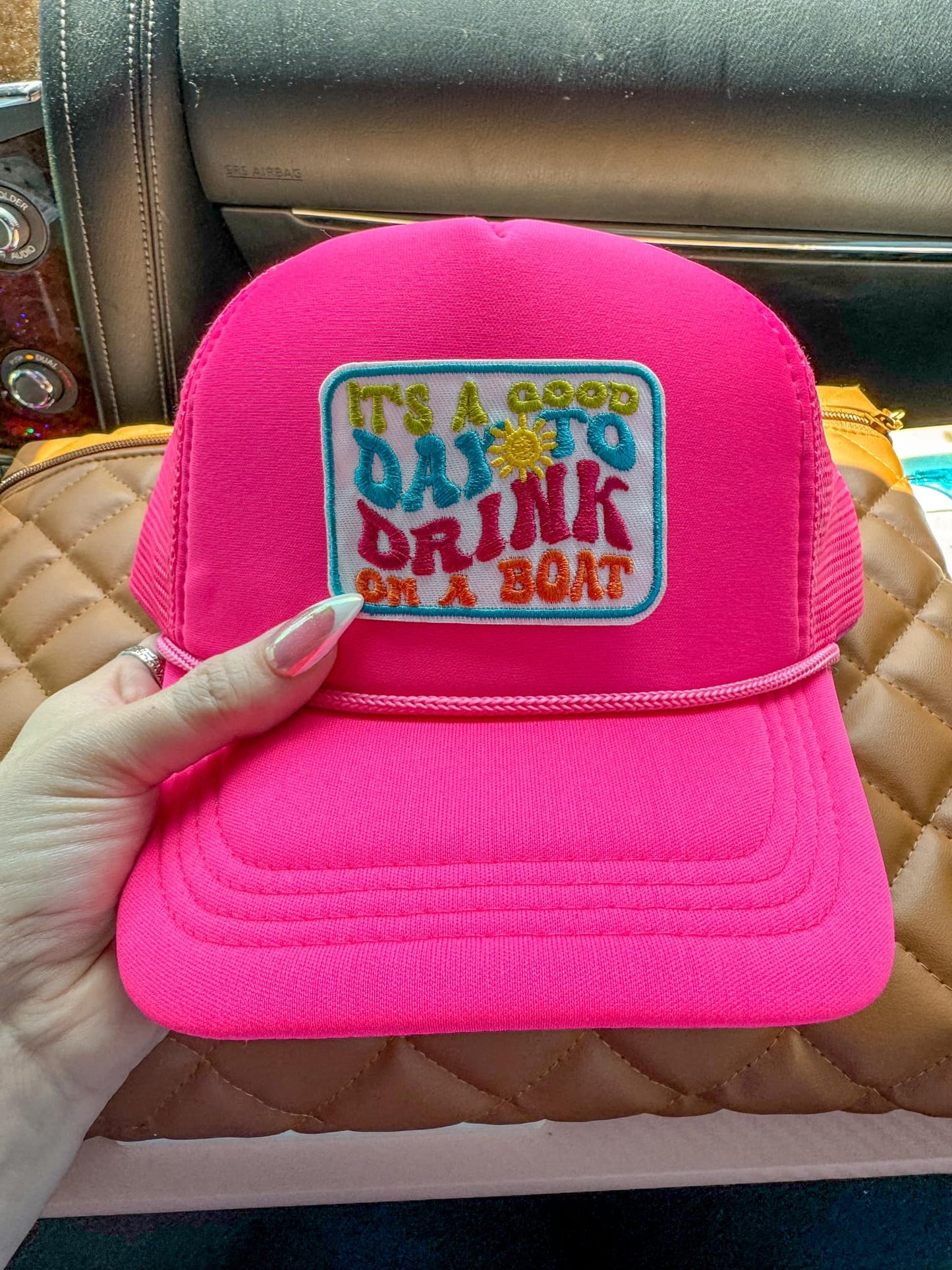 It's a good day to drink on a boat trucker hat