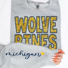 College Football Teams With Sleeve Faux Embroidery Glitter