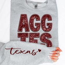 College Football Teams With Sleeve Faux Embroidery Glitter
