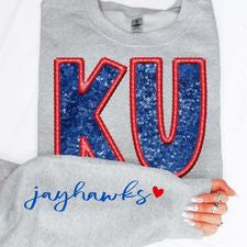 College Football Teams With Sleeve Faux Embroidery Glitter