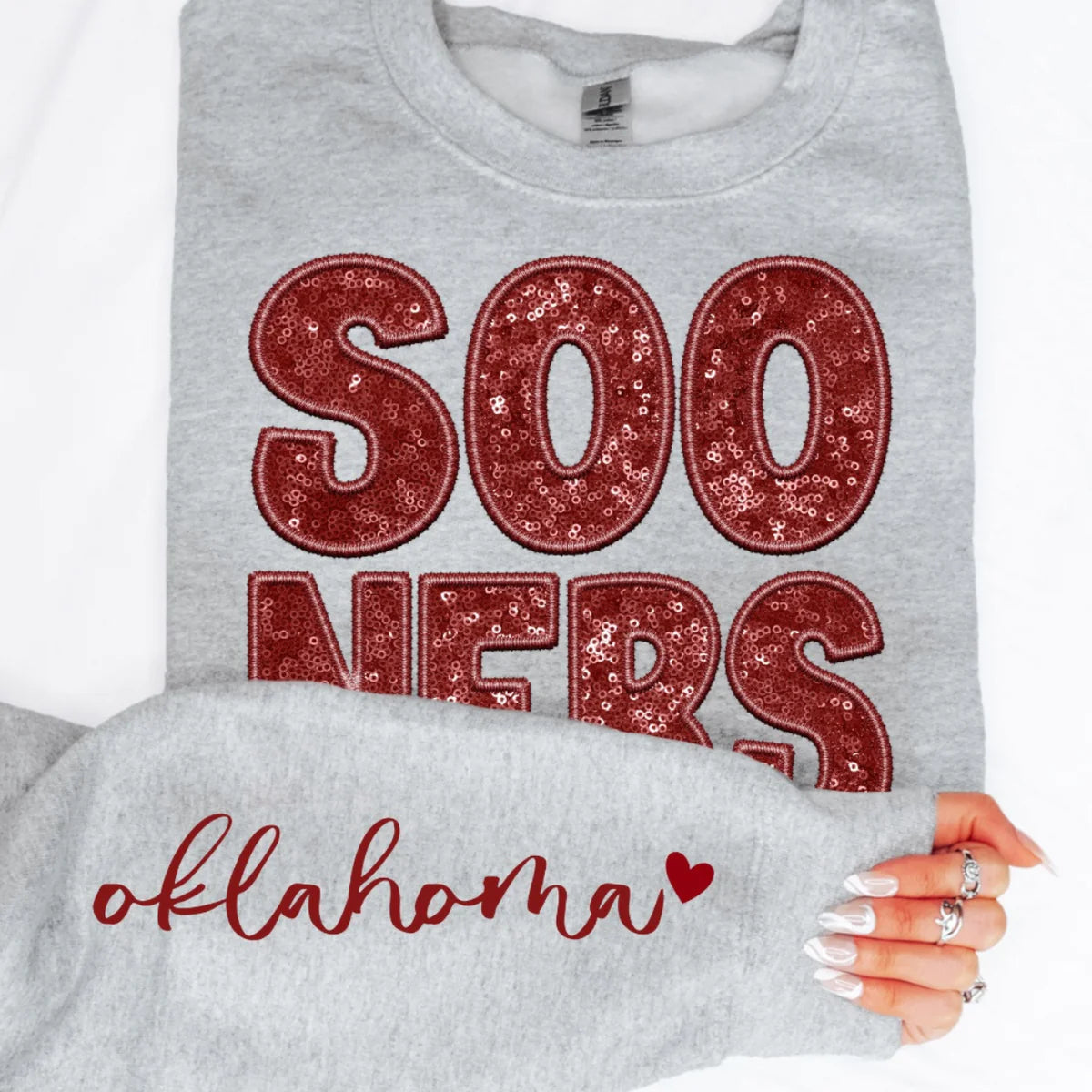 College Football Teams With Sleeve Faux Embroidery Glitter