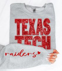 College Football Teams With Sleeve Faux Embroidery Glitter