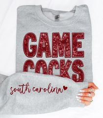 College Football Teams With Sleeve Faux Embroidery Glitter