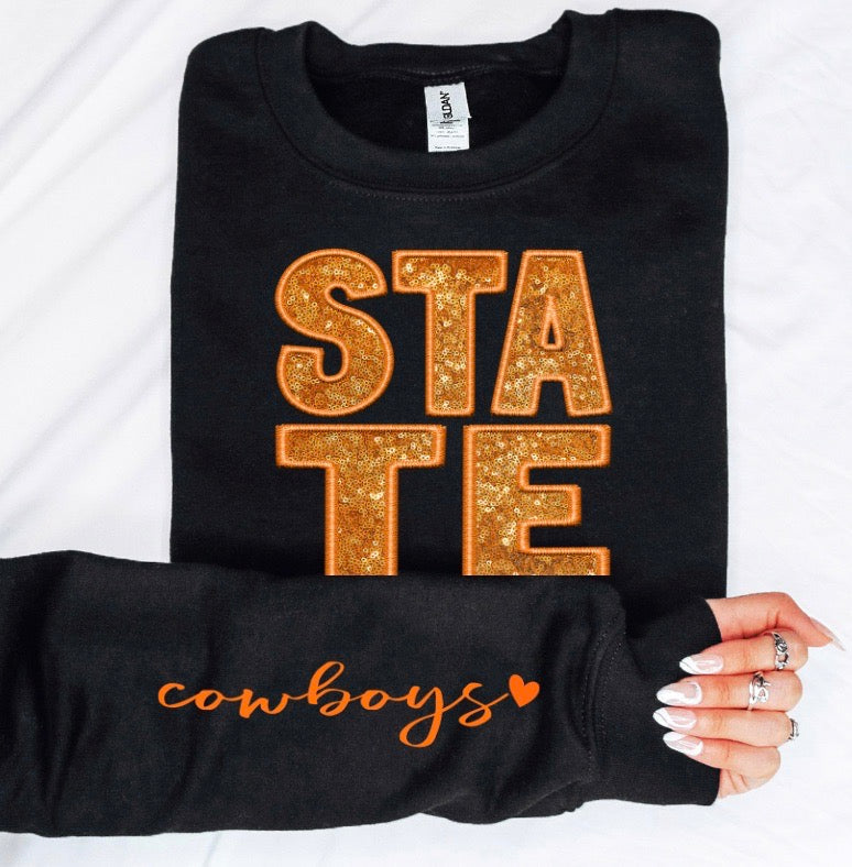 College Football Teams With Sleeve Faux Embroidery Glitter
