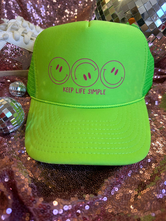 *SALE* RTS Keep Life Simple Smiley Trucker Hat