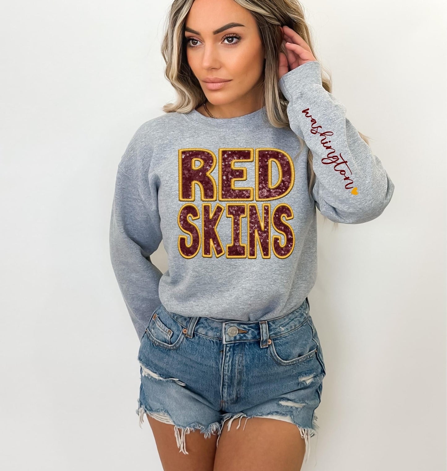 College Football Teams With Sleeve Faux Embroidery Glitter