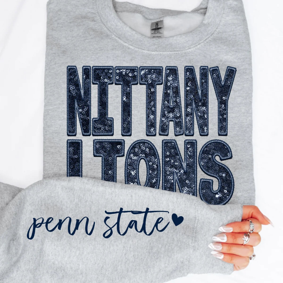 College Football Teams With Sleeve Faux Embroidery Glitter