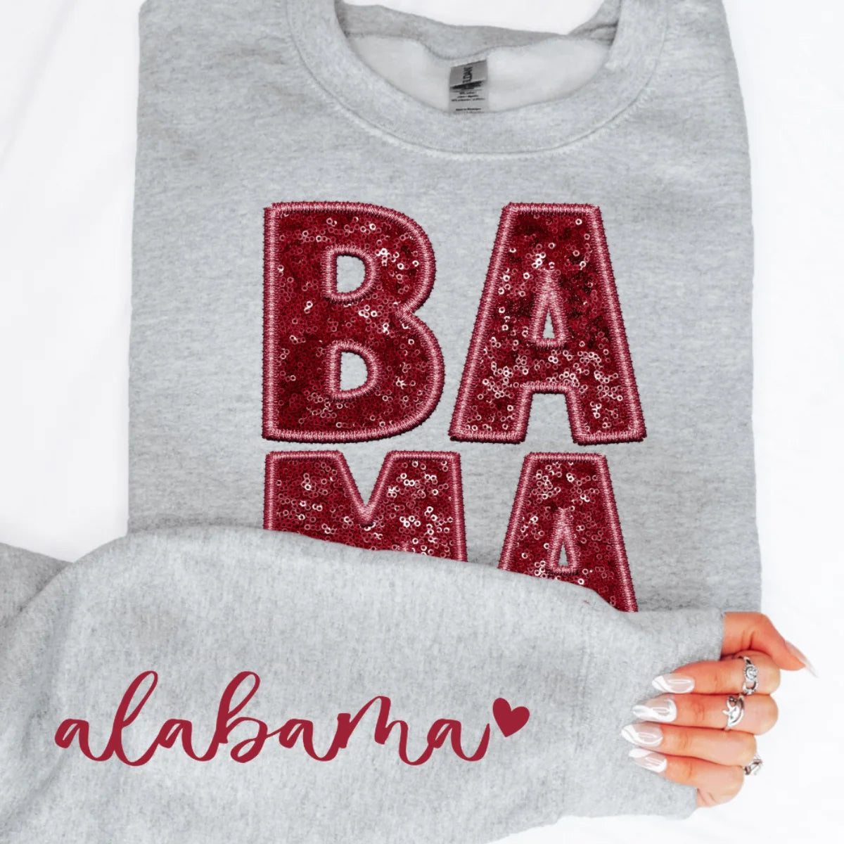 College Football Teams With Sleeve Faux Embroidery Glitter