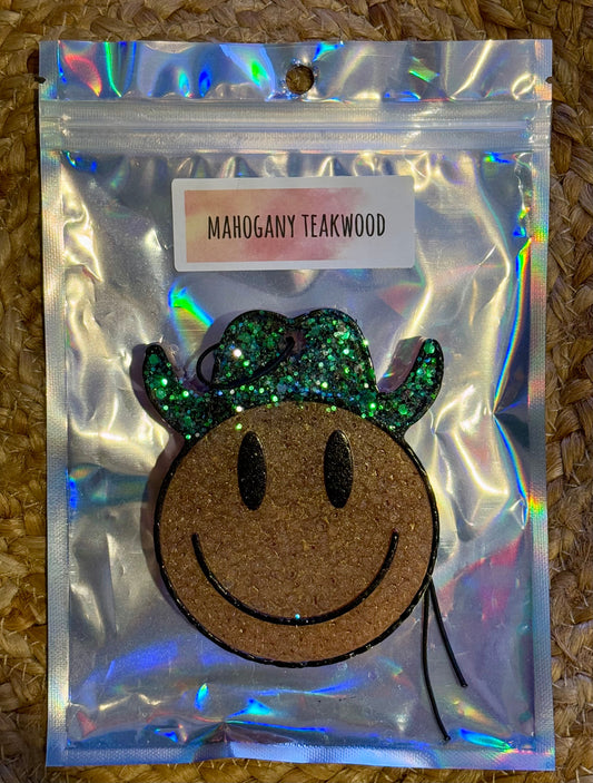 Glittery Cowboy Smiley Car Freshies