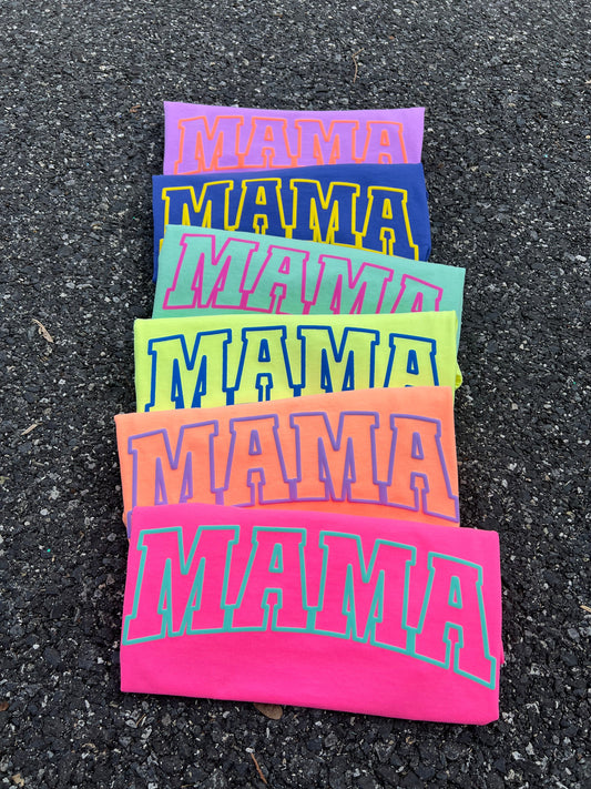 Summer Neon Mama Puff Graphic Tee - RTS S 2X 3X 4X
