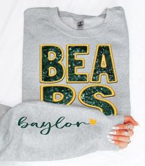 College Football Teams With Sleeve Faux Embroidery Glitter