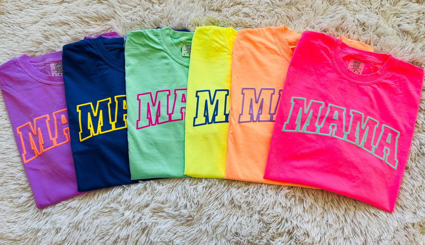 Summer Neon Mama Puff Graphic Tee - RTS S 2X 3X 4X