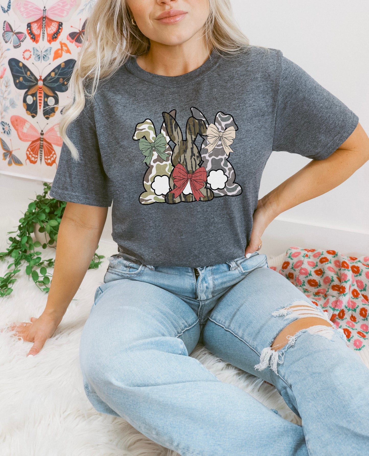 Camo bunnies with bow adult- Multiple Styles