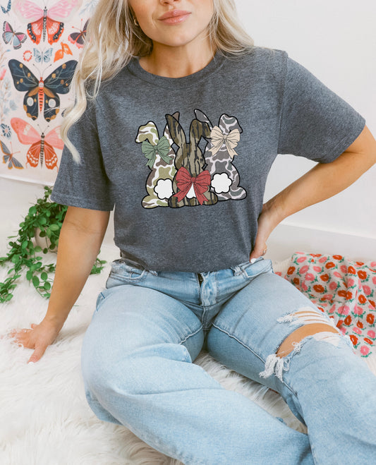 Camo bunnies with bow adult- Multiple Styles