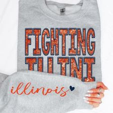 College Football Teams With Sleeve Faux Embroidery Glitter