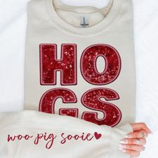 College Football Teams With Sleeve Faux Embroidery Glitter