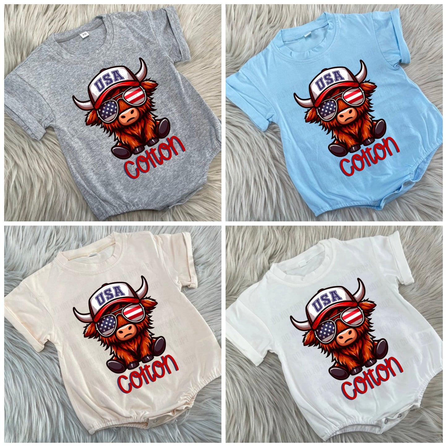 Patriotic Boy Cow Custom Toddler/Youth WS