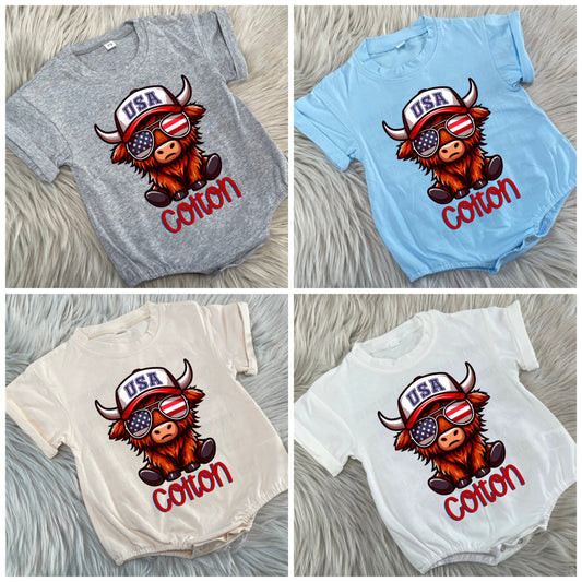Patriotic Boy Cow Custom Toddler/Youth WS