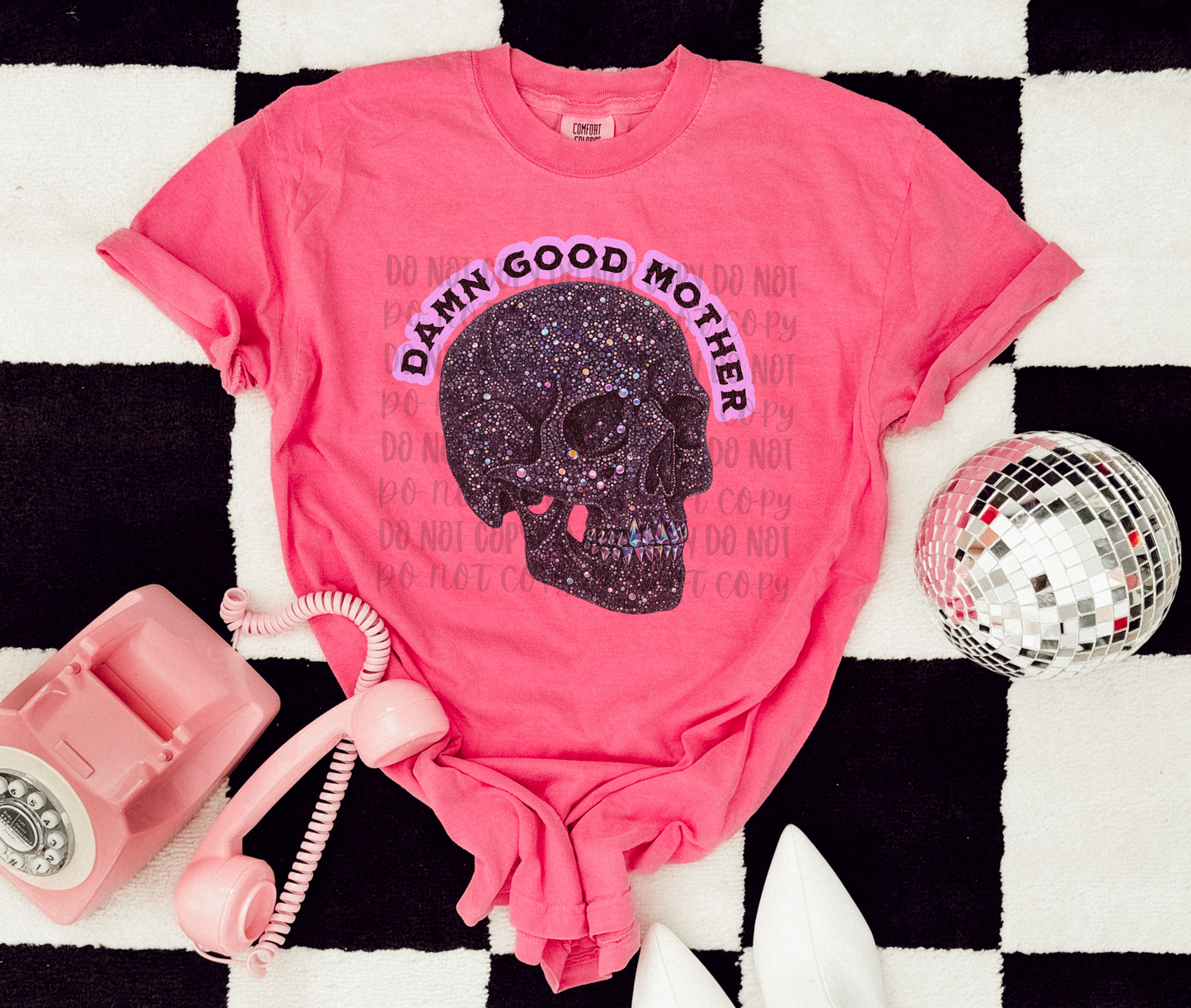 Damn Good Mother FAUX Rhinestone Skull